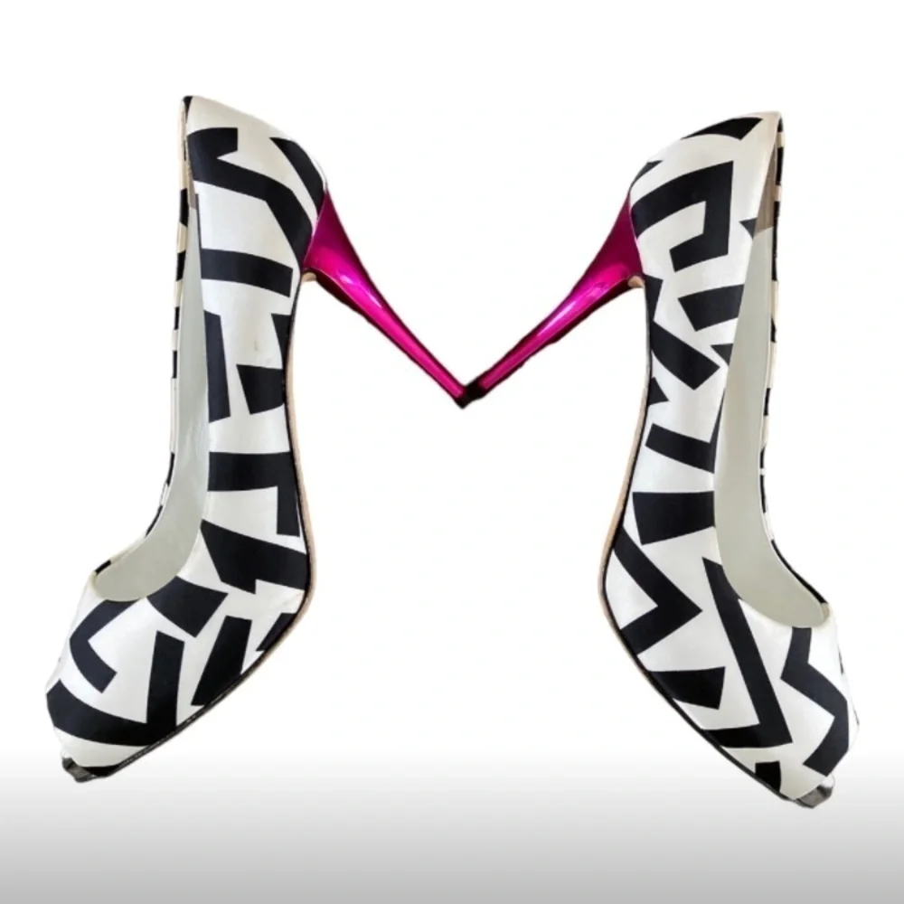 Giuseppe Zanotti Geometric 80s Inspired Retro Peep Toe Pumps Heels